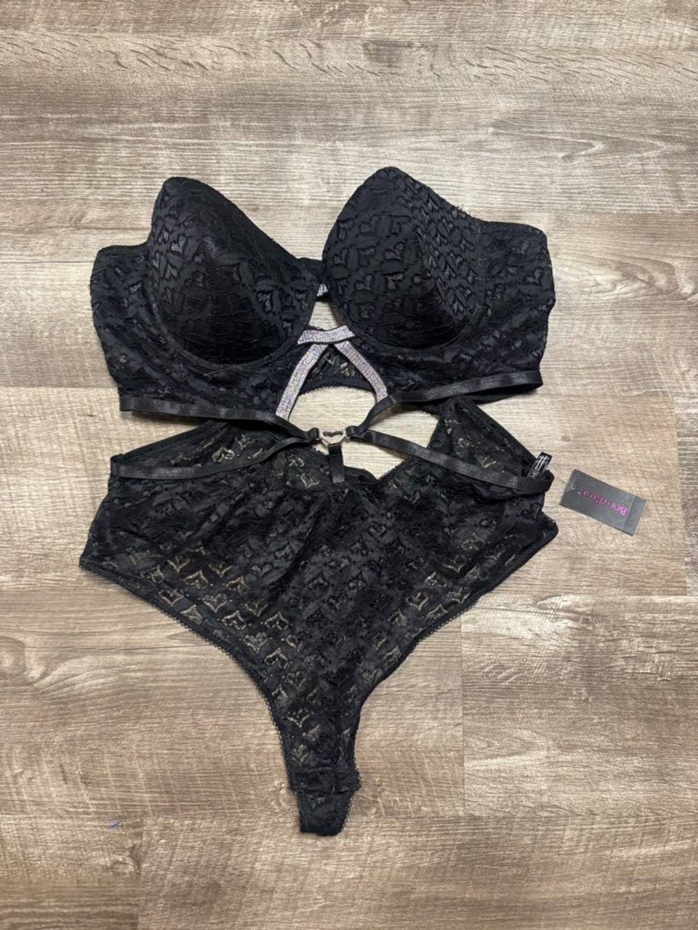 Body Rage Curve Black Lace Lingerie Piece Size 3x NWT